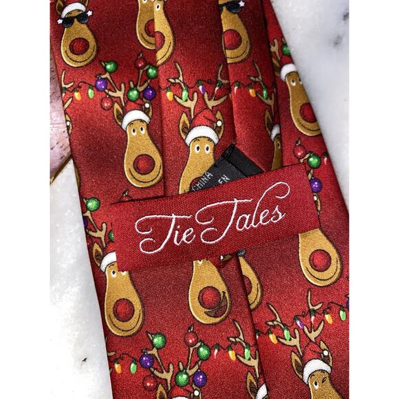 Tie Tales Mens Tie Christmas Reindeer & Lights. Pre-tied W/zipper. Adjustable. - Picture 1 of 5